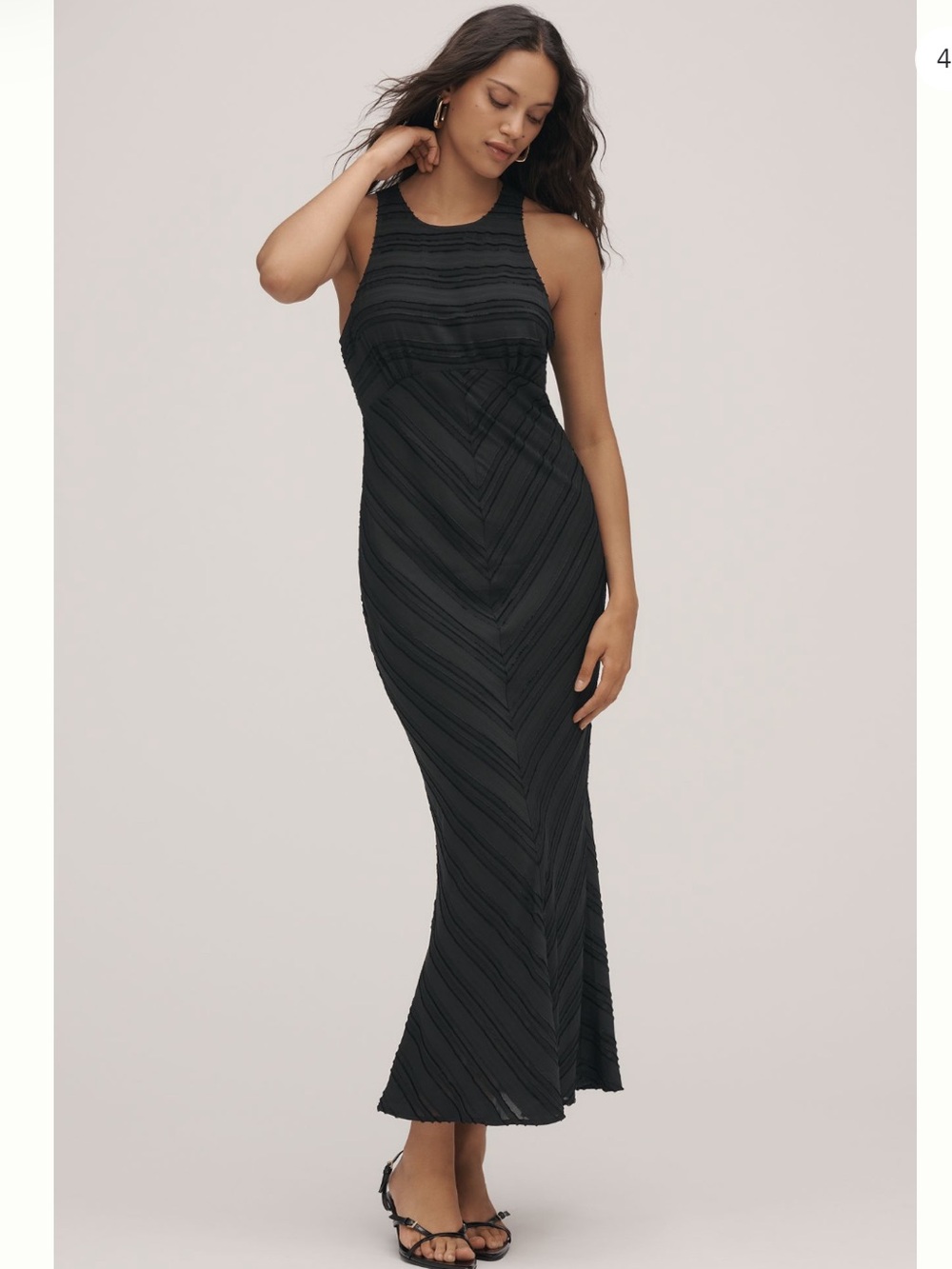 Anthropologie Maeve Sleeveless Textured Slip Midi Dress Black 1X NWT